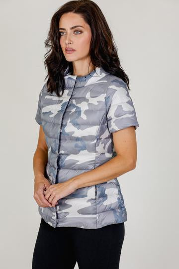 Short Sleeve Puffer Jacket in Pewter Camo by My Anorak