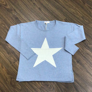 Lurex Star Sweater in Denim and Silver by J Society