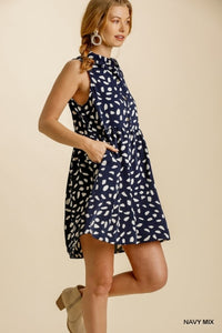 Dalmatian Sleeveless Button Down Collar Dress by Umgee USA
