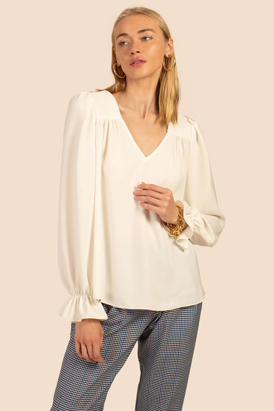 Jana Blouse in White Wash by Trina Turk