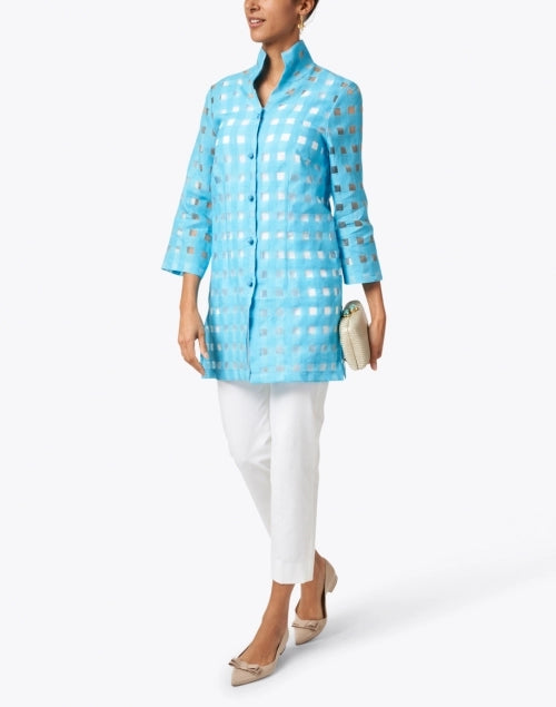 Rita Jacket Sheer Plaid Aqua by Connie Roberson