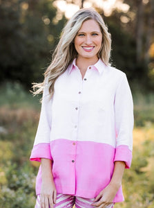 Classic Button Down in Light Pink/Candy Pink by ILinen