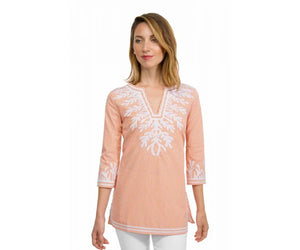 The Reef Tunic Pinstripe Coral/White by Gretchen Scott