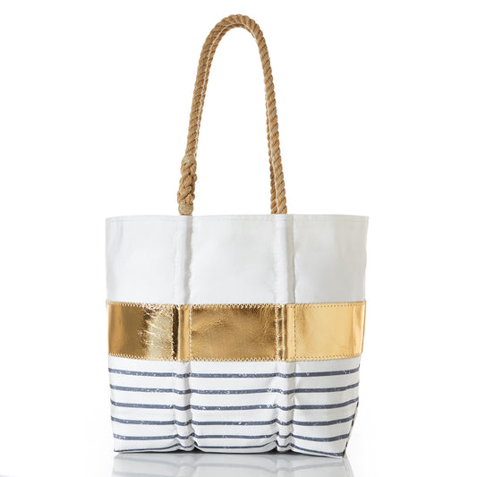 Grey Mariner Stripe Medium Tote by Sea Bags