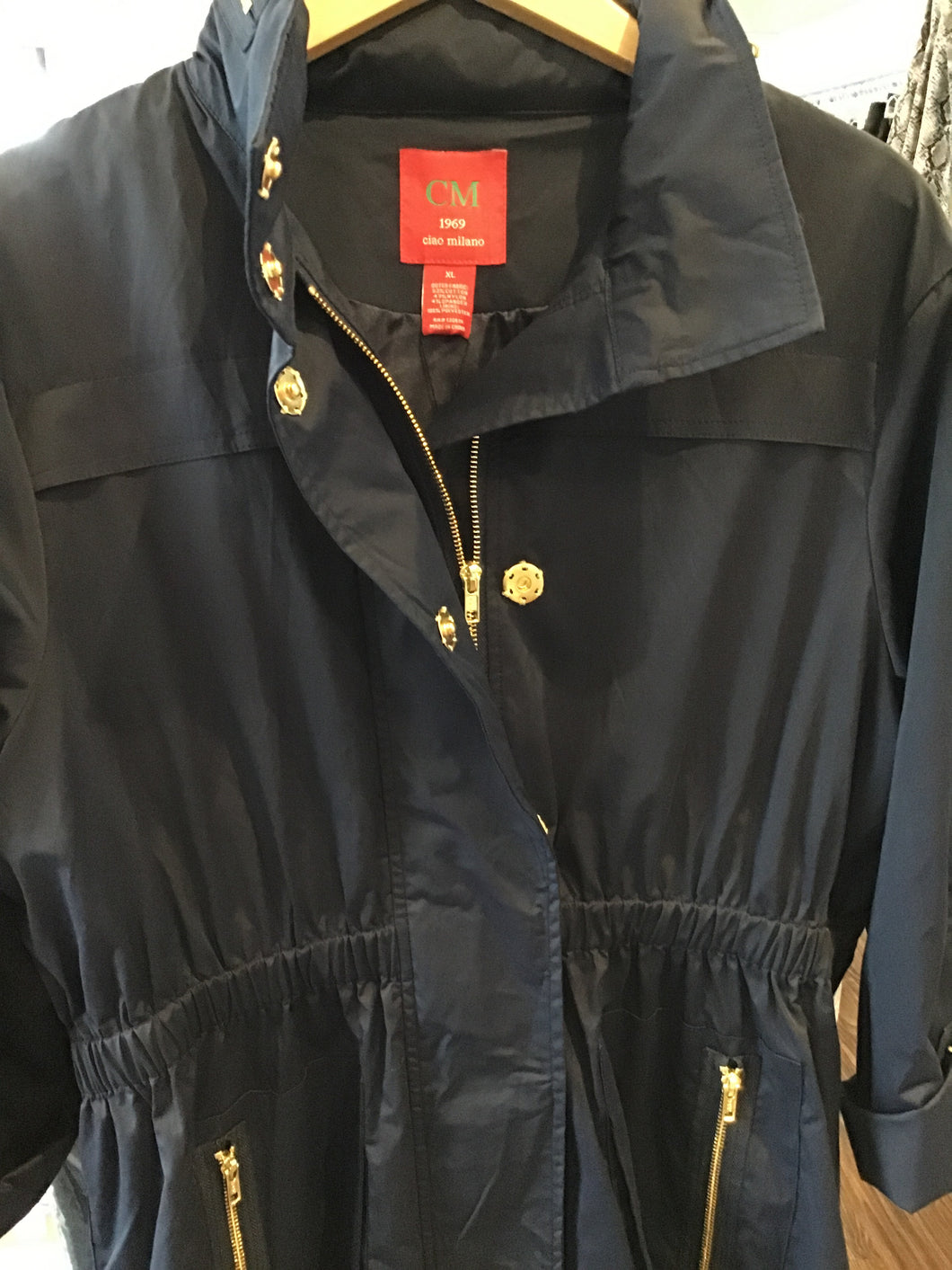 Tess Raincoat in Navy by Ciao Milano/Gold Zipper