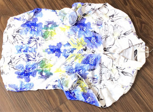 Tango Mango Button Up Blouse in Blue Floral by Tango Mango