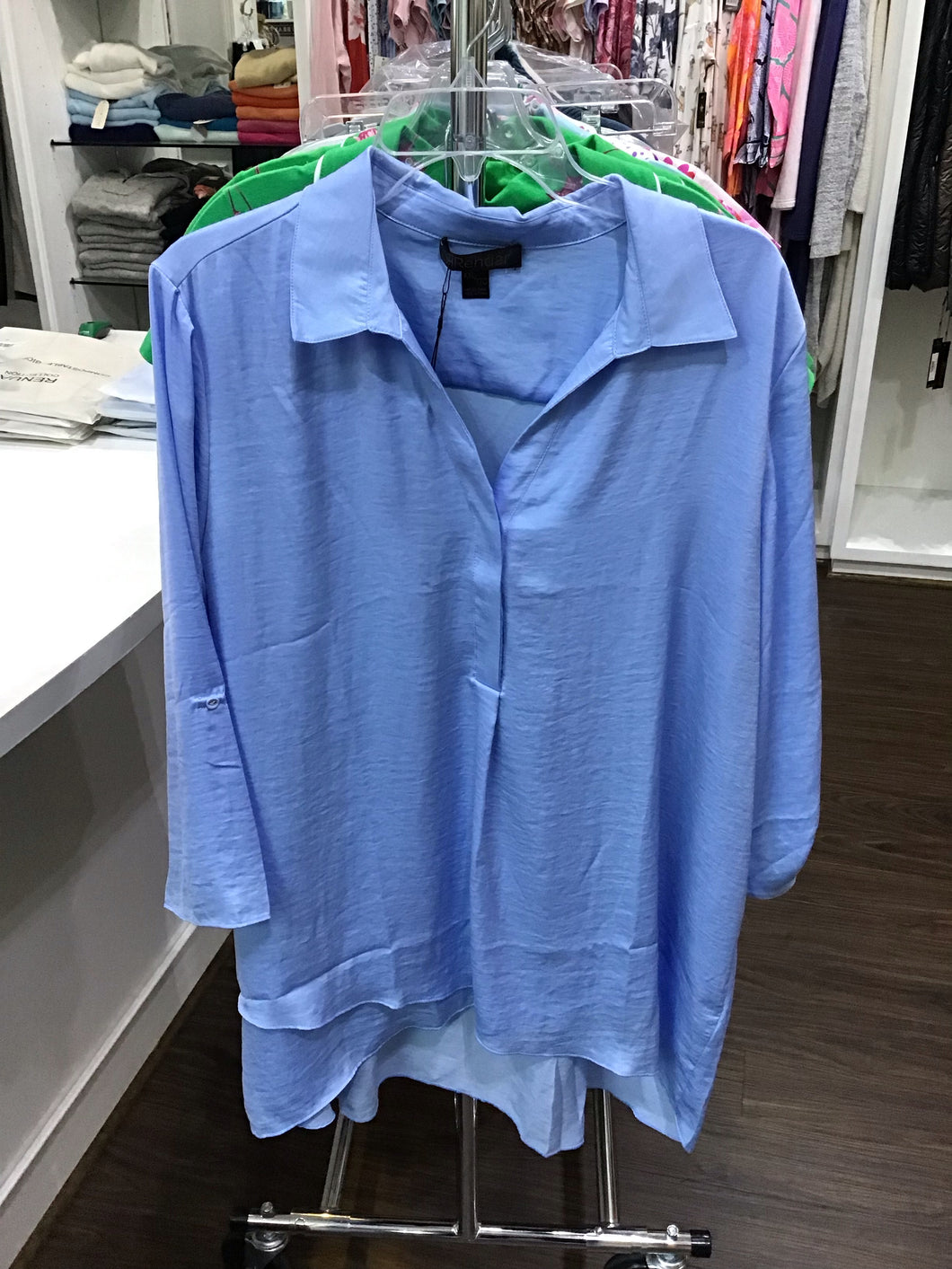 Airflow Blouse with Collar in Blue bell by Renuar