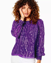 Load image into Gallery viewer, Idina Silk Top Purple Berry Fish Clip Chiffon by Lilly Pulitzer
