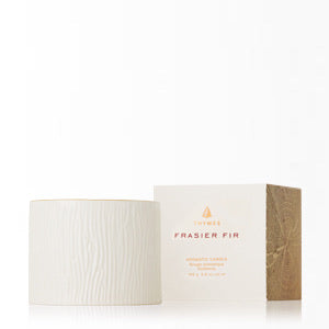 Frazier Fir Ceramic Petite Candle in White by Thymes