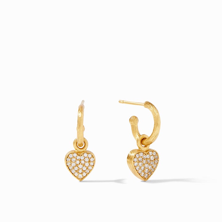 Heart Pavé Demi Hoop and Charm Earring