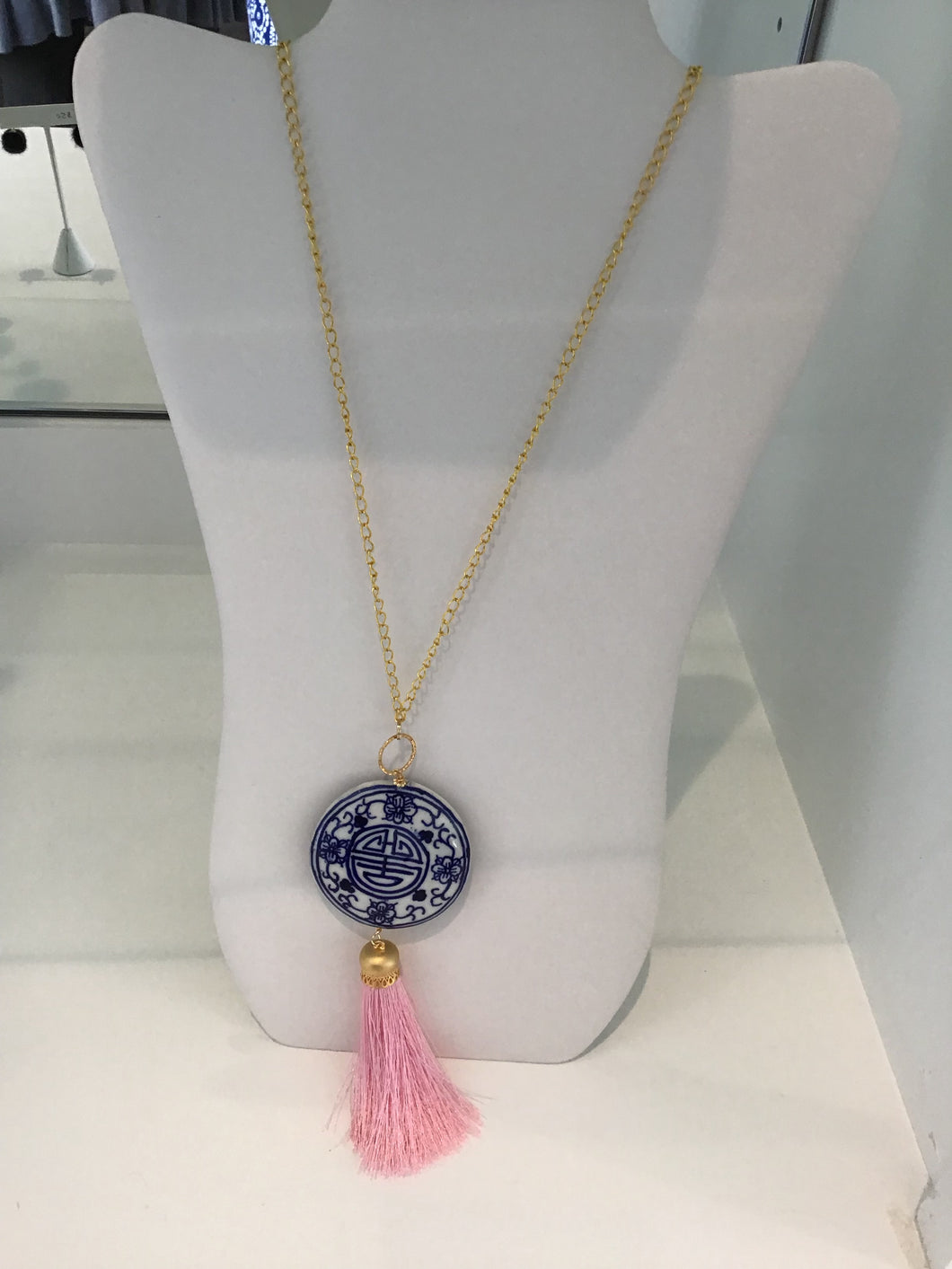 Medallion Necklace w/tassel by Julie Ryan