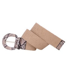 Woven Raffia Snakeskin Buckle Stretch Waist Belt