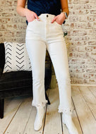 White Fringed Denim by Before You