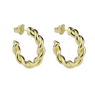 Small Twisted Hoops in Gold by Sheila Fajl