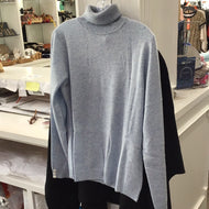 Roll Neck Cashmere Sweater in Blue Eyes by Brodie Cashmere