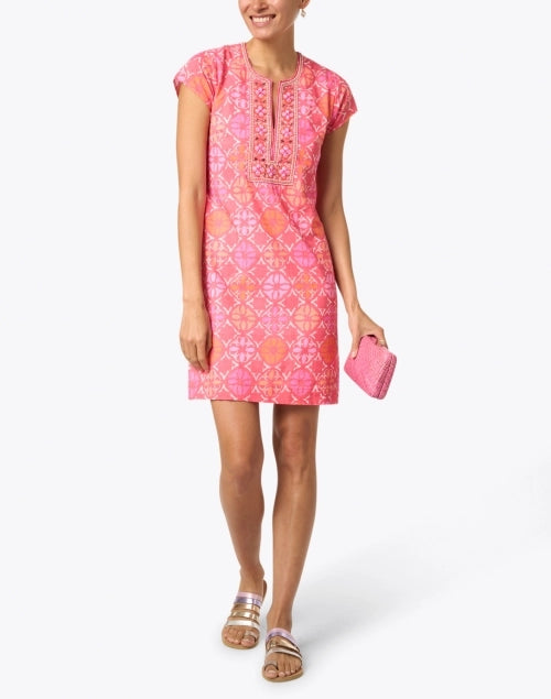 Elsa Cap Sleeve Dress in Geo Pink/Orange by Bella Tu