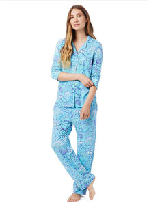 Stella Pima Knit Pajama in Blue Paisley by The Cat’s Pajamas