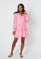 Ruffle Neck Long Sleeve Pink Rose Dress by Sail to Sable