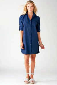 Alex Shirt Dress Navy Blue Weathercloth by Finley