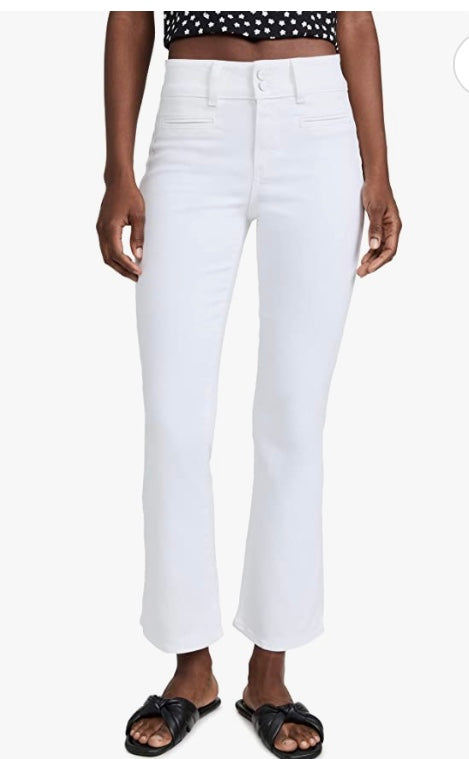 Claudine High Rise Ankle Flare Jean in Crisp White by Paige