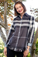 Sun Valley Tunic in Grey and Black Plaid in Brushed Flannel by Dizzie Lizzie