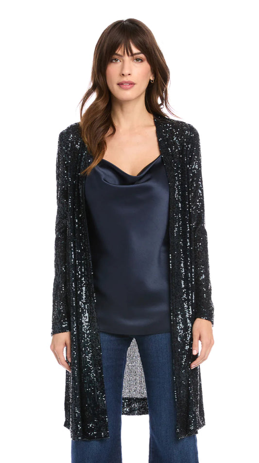 Sequin Duster in Navy by Fifteen twenty