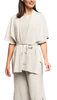 Melinda Belted Dropped Shoulder Cardigan in White by Biana