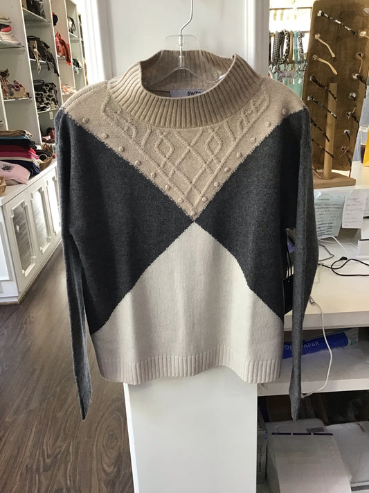 Cable Mock Neck Sweater in Quinoa Combo by Swtr