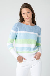 Textured Marl Pullover Iced Aqua Multi by Kinross