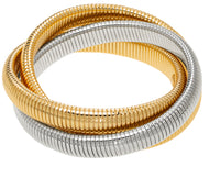 Triple Yellow Gold and Rhodium Cobra Bracelet by Janis Savitt