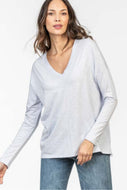 Double V-Neck Tee in Sky by Lilla P