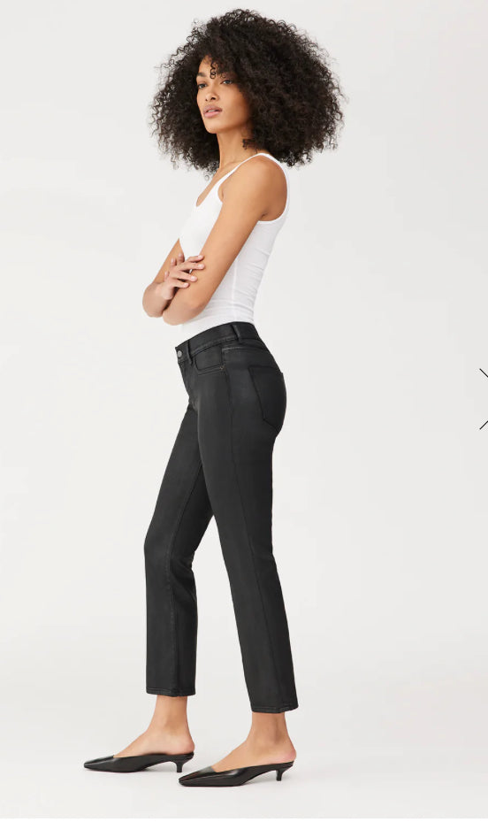 Mara Straight DL1961 Black Coated Jeans