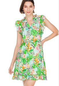 Ruffled Tiered Dress in Jungle Fun by Jade