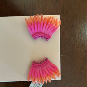 Mini Raffia Earrings in Raffia Orange/Pink by Mignonne Gavigan