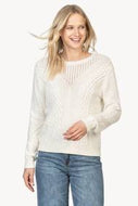 Cotton Blend Mixed Stitch Sweater in Ivory by LillaP