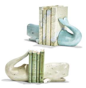 Whale Tale 2 Pc Bookend Set with Hand Painted Distressed Finish