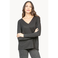 Load image into Gallery viewer, Double V-Neck Tee in Black by Lilla P
