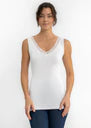 Lace Trim V Neck Tank White by Elietian