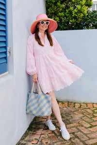 Charlotte Gingham Dress in Pink/White by Sail to Sable