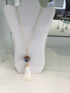 Navy and Orange Chinoiserie necklace by Julir Ryan
