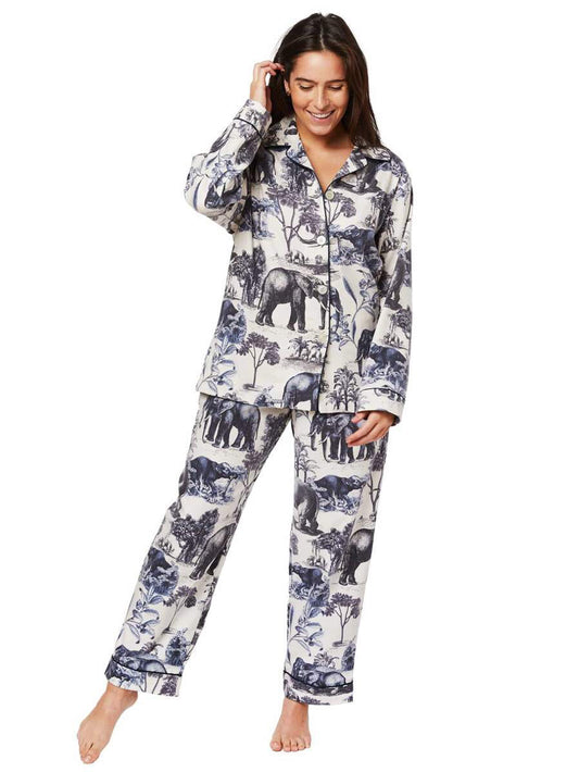 Safari Toile Pima Flannel Pajama by The Cat’s Pajamas