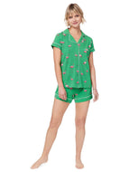 Flamazing Pima Knit Short Set in Green Flamingo