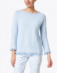 Textured Fringe Pullover Iced Aqua by Kinross