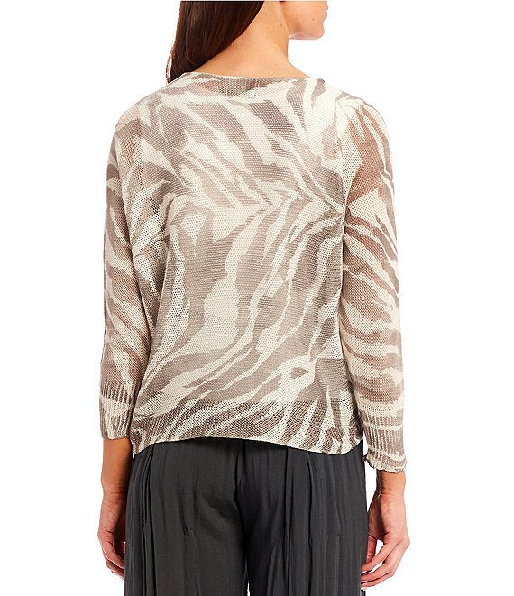 Printed Boadneck Drop Shoulder Taupe Combo by M Made In Italy