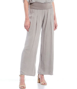 Woven Wide Leg Pants in Silver by M Made in Italy
