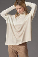 Colorblock Turtleneck Sweater in Ivory/Beige by Lola and Sophie