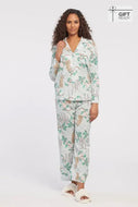 Challis Pajama Pants with Matching Button-Front Top in Ice Blue by Tribal