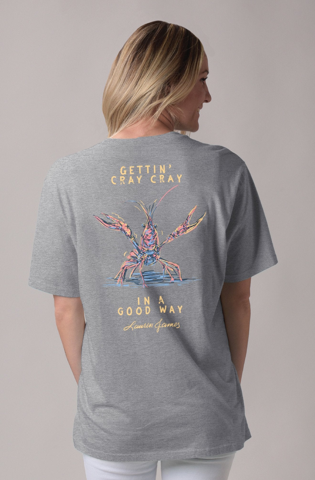 Let’s Get Cray Short Sleeve T-Shirt in Grey by Lauren James