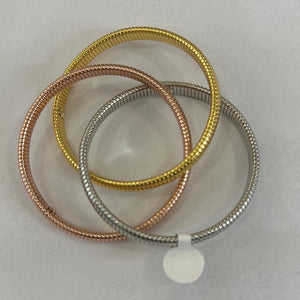 Triple Thin Strand Cobra Bracelet in Rose Gold,Rhodium and Yelliw Gold by Hanis Savitt