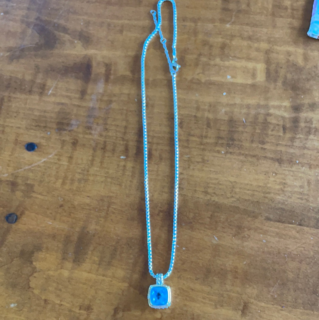 114 Blue Albion Necklace in Silver and Gold with Silver Chain by Silver and Accessories